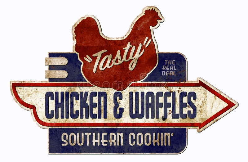 Chicken and Waffles Sign Retro vintage antique