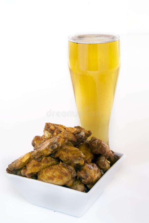 Chicken wings and beer stock image. Image of appetizing 12294195