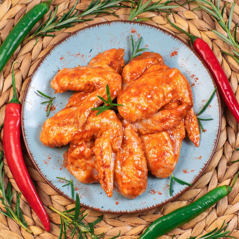 Chicken Wings are Raw in the Marinade. Grilled Chicken Wings Recipe ...