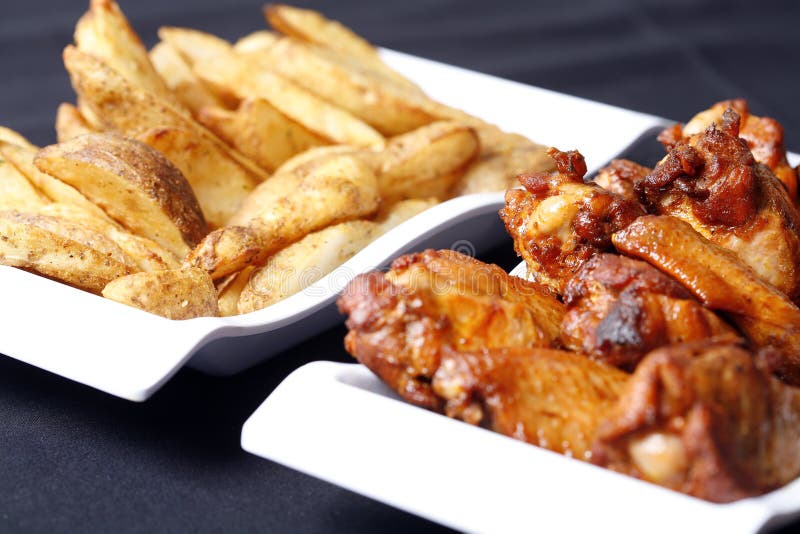 Chicken wings and wedges