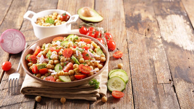 Chickpea salad with tomato stock image. Image of culinary - 182000049