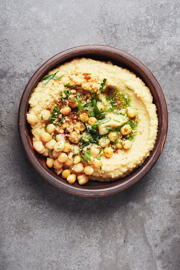 Hummus Bowl with Rusk and Knife Over Wooden Tray Stock Photo Image of