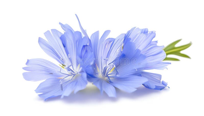 Chicory flower with leaf isolated on white background macro royalty free stock photo