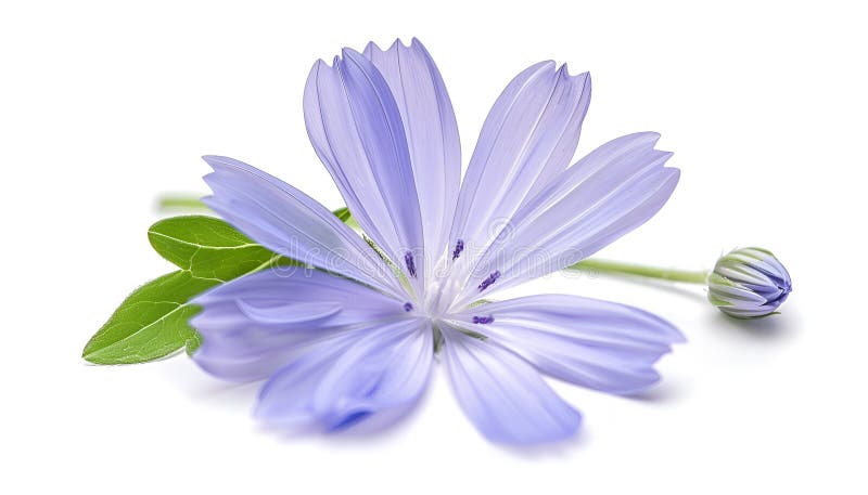 Chicory flower with leaf isolated on white background macro royalty free stock images