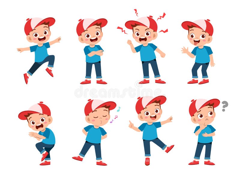 Chicos felices usan ese conjunto de expresiones libre illustration
