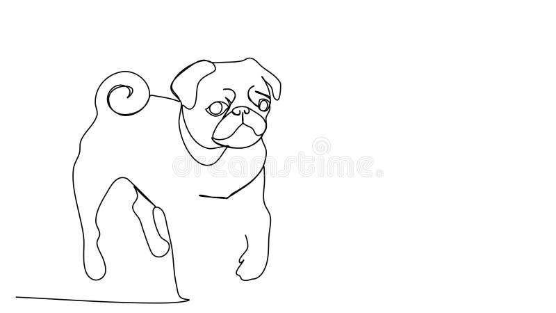 Chien. animation de dessin sur une ligne. clip vidéo avec canal alpha.