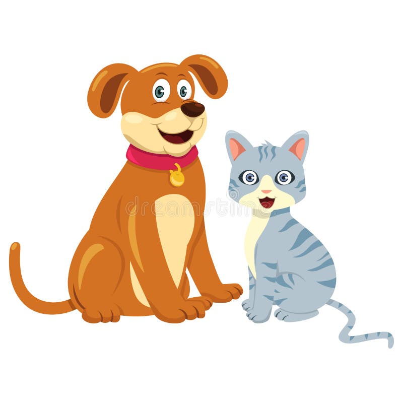 Chien Cat Sitting Together illustration de vecteur Chien Cat Sitting Together illustration de vecteur