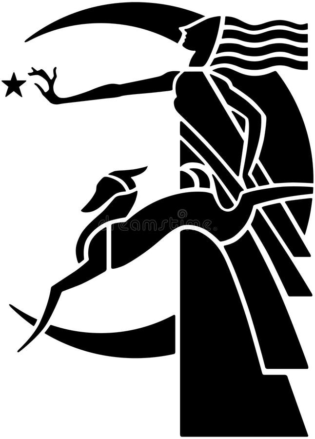 Chien d'Art Deco Moon Goddess With illustration libre de droits Chien d'Art Deco Moon Goddess With illustration libre de droits