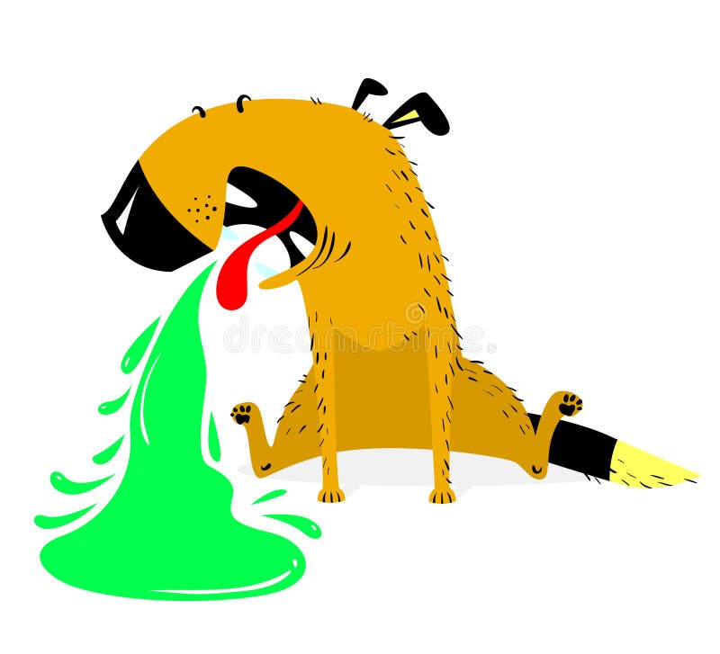 Chien de vomissement Crabot malade L'animal familier vomit avec le vomi vert illustration stock Chien de vomissement Crabot malade L'animal familier vomit avec le vomi vert illustration stock