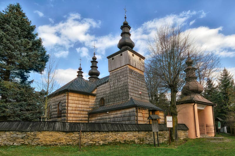 Old wooden Greek Catholic Church of the Nativity of the Blessed Virgin Mary in Losie in Poland from 1810. Old wooden Greek Catholic Church of the Nativity of the Blessed Virgin Mary in Losie in Poland from 1810
