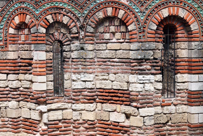 Church of the Holy Archangels Michael and Gabriel wall detail Nessebar Bulgaria. Church of the Holy Archangels Michael and Gabriel wall detail Nessebar Bulgaria