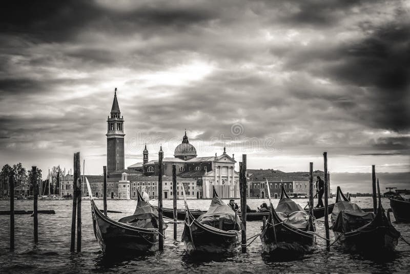 Chiesa Di San Giorgio Maggiore en gondoles in Venetië, Italië Ph royalty-vrije stock fotografie Chiesa Di San Giorgio Maggiore en gondoles in Venetië, Italië Ph royalty-vrije stock fotografie