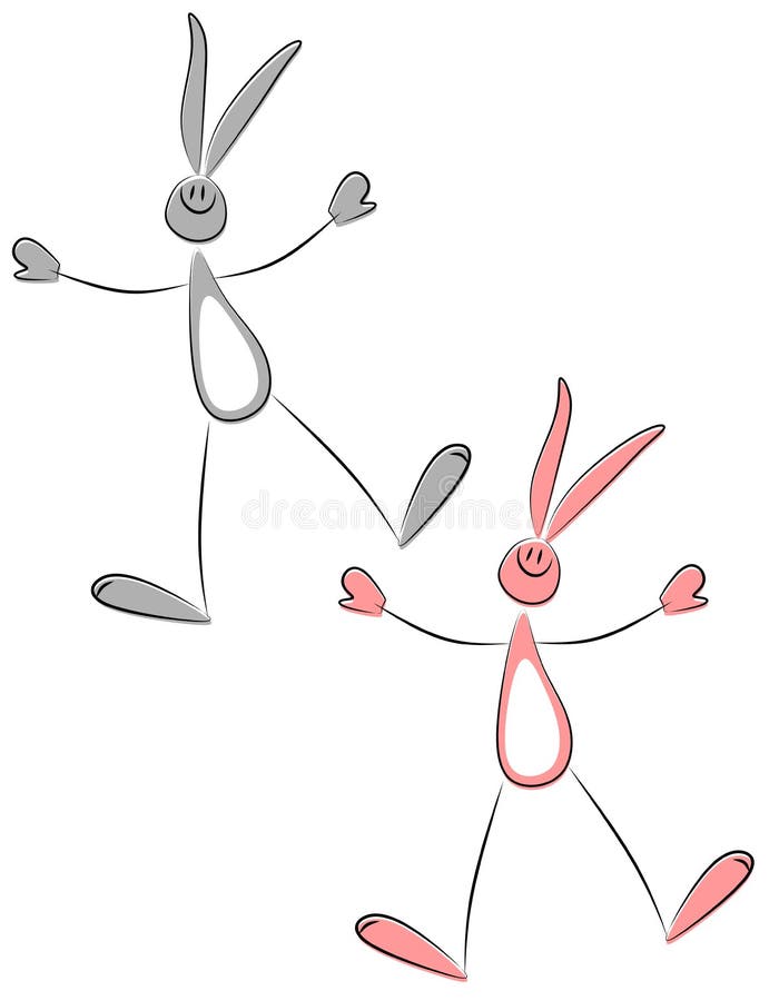 Chiffre lapins de bâton de griffonnage de Cartoonish de Pâques illustration de vecteur Chiffre lapins de bâton de griffonnage de Cartoonish de Pâques illustration de vecteur