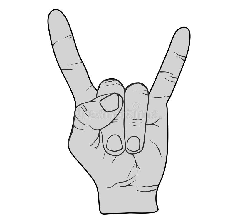 Chifre do diabo da mão da rocha ilustração stock