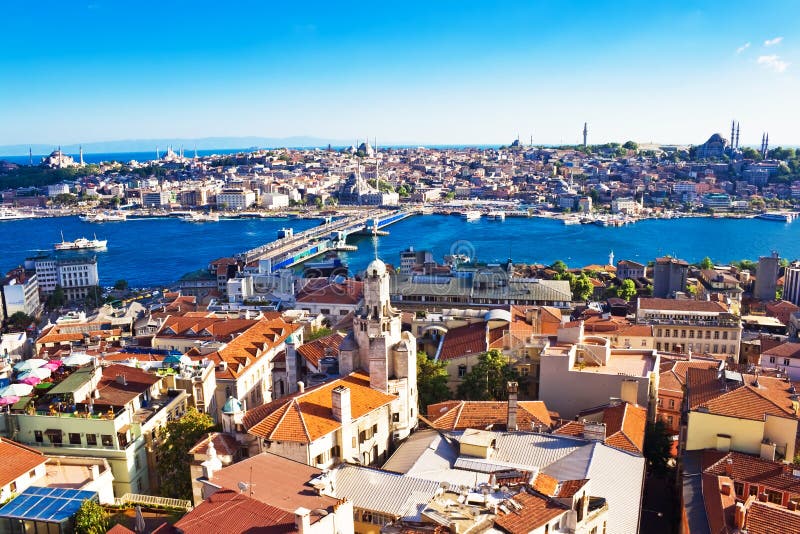 View from Galata tower to Golden Horn, Istanbul, Turkey. View from Galata tower to Golden Horn, Istanbul, Turkey