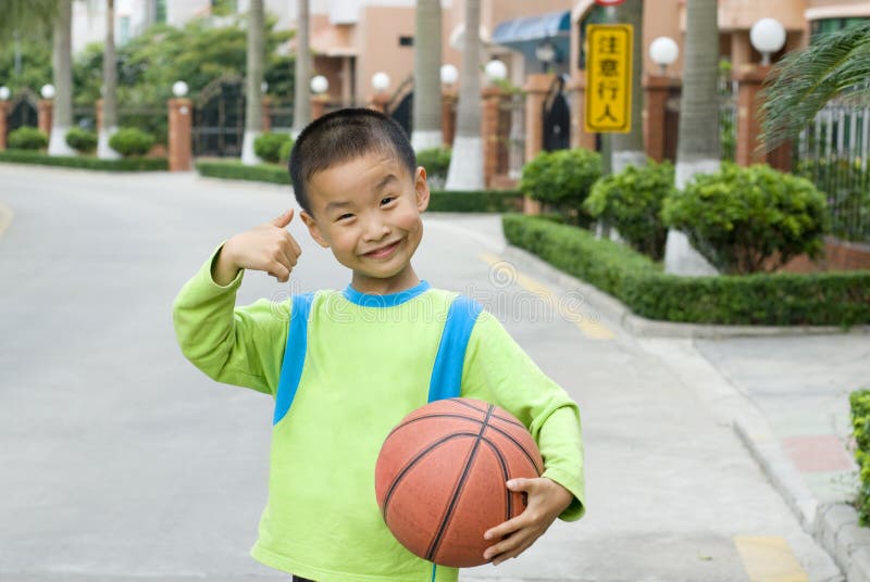 A child with a basketball