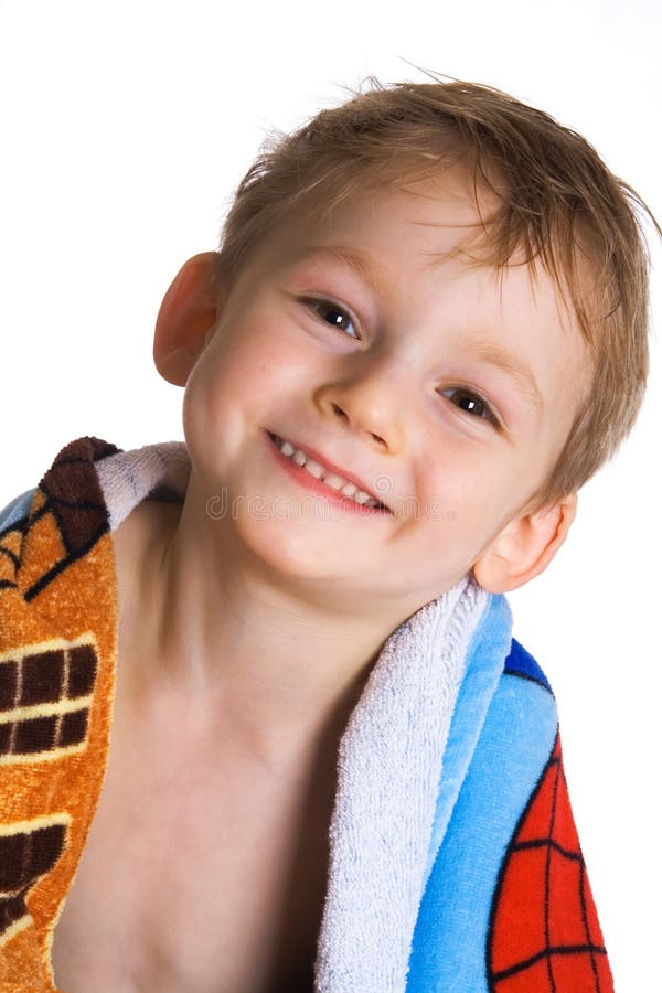 Child in bath towel stock photo. Image of child, drying 5395232