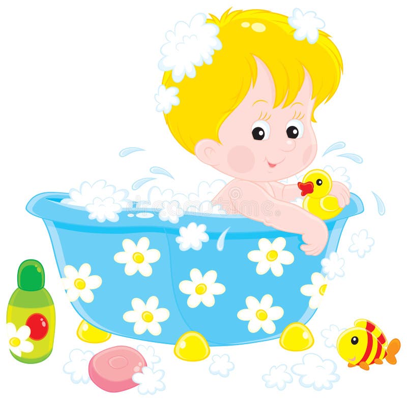 Kid in bath stock vector. Illustration of baby, bubble - 21143226