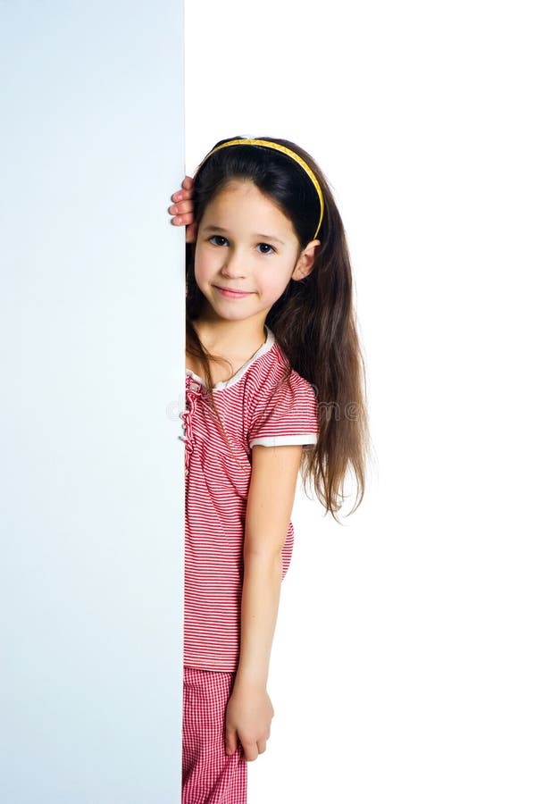 Child behind a white board