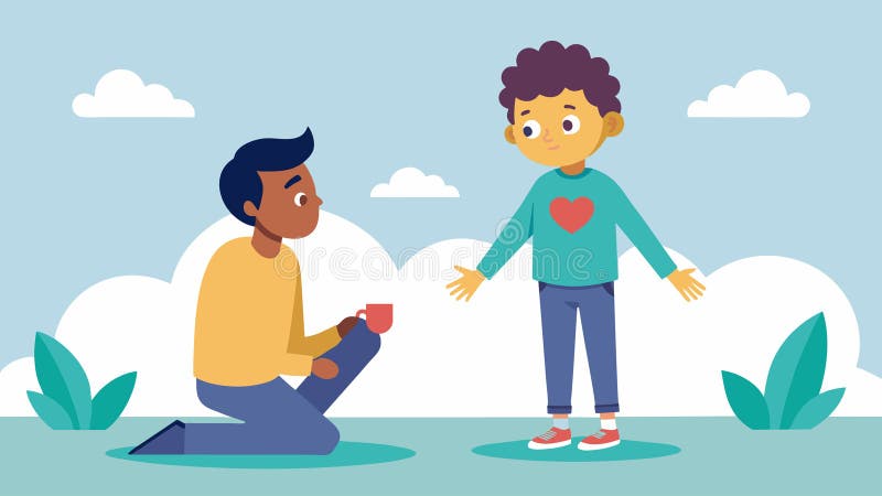 Un copil fiind învățat valoarea de a accepta ceea ce nu poate controla și găsi pace în această acceptare. vector stock illustration