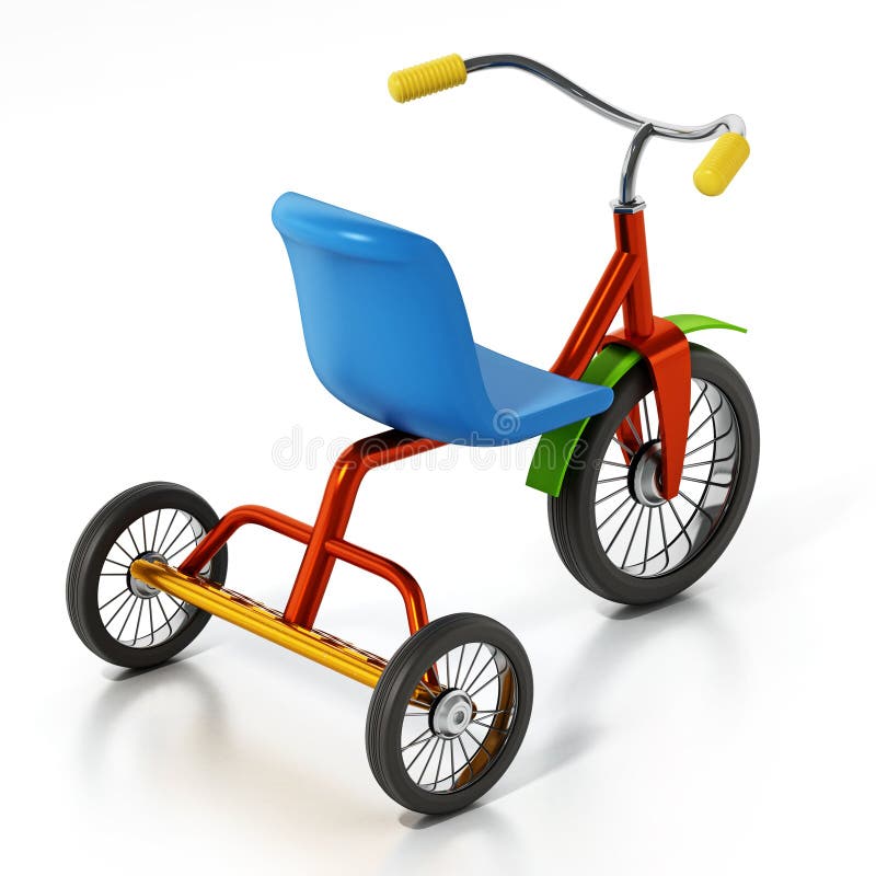 Child Bicycle or Tricycle Isolated on White Background. 3D Illustration Stock Illustration