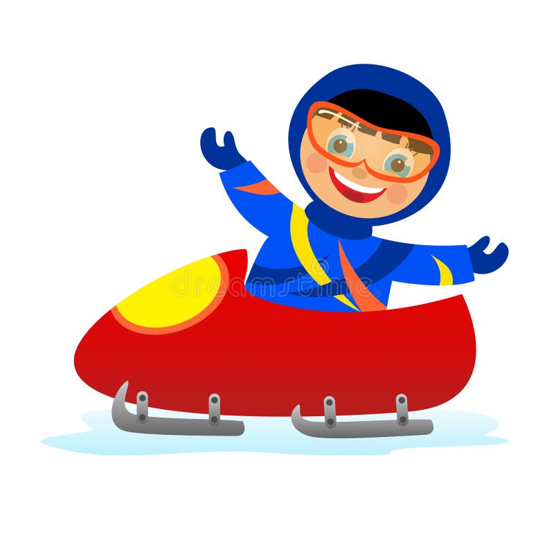 Child on bobsleigh. 