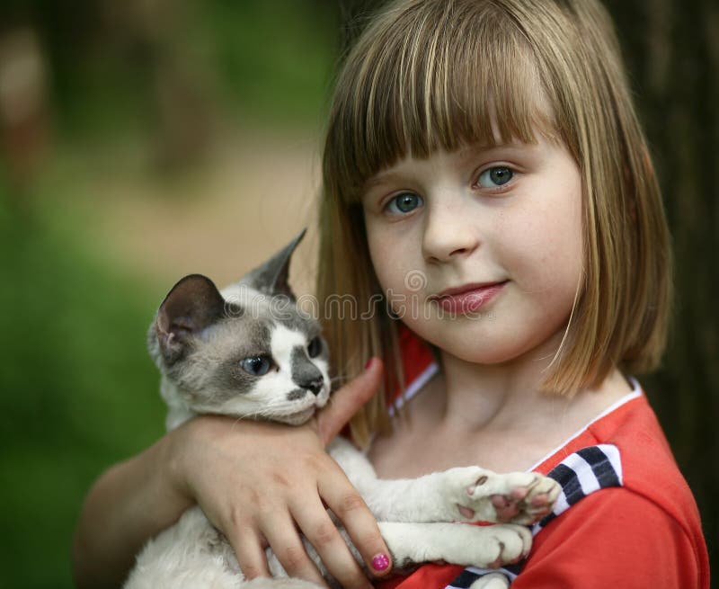 Child and a cat.