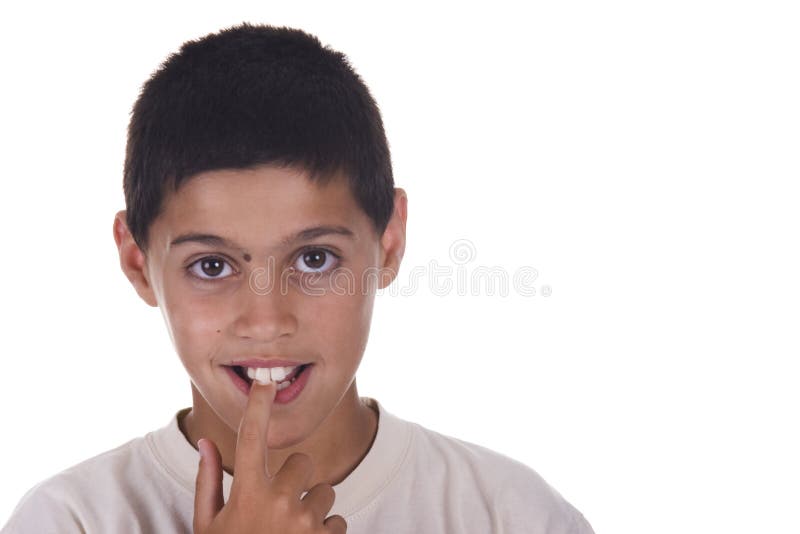 Child caught by surprise. stock photo
