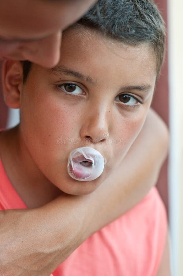 Child with chewing gum stock photo. Image of outdoor 42306816