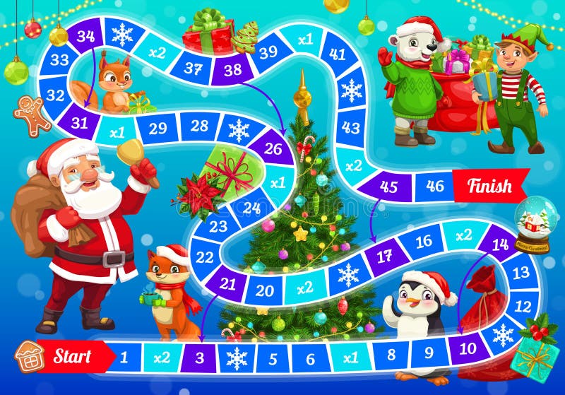 Child Christmas boardgame with Santa and animals