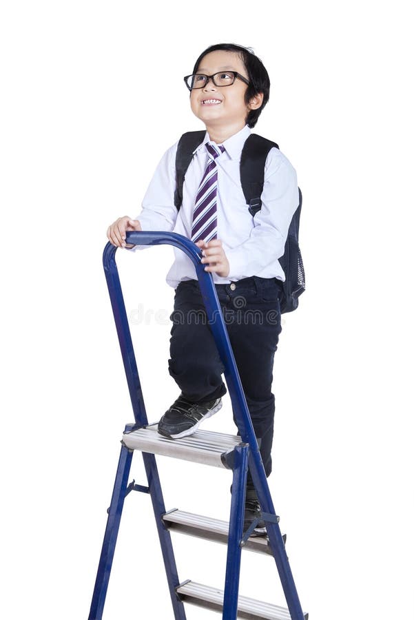 Child climbs up a ladder