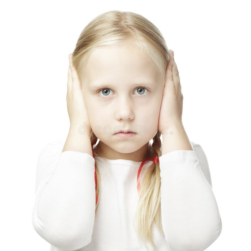 Little Girl Covering Ears With Hands Stock Photo Image Of Clenched
