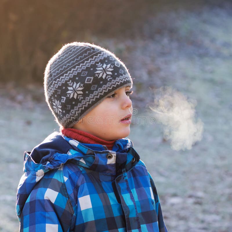 Child on cold frosty day