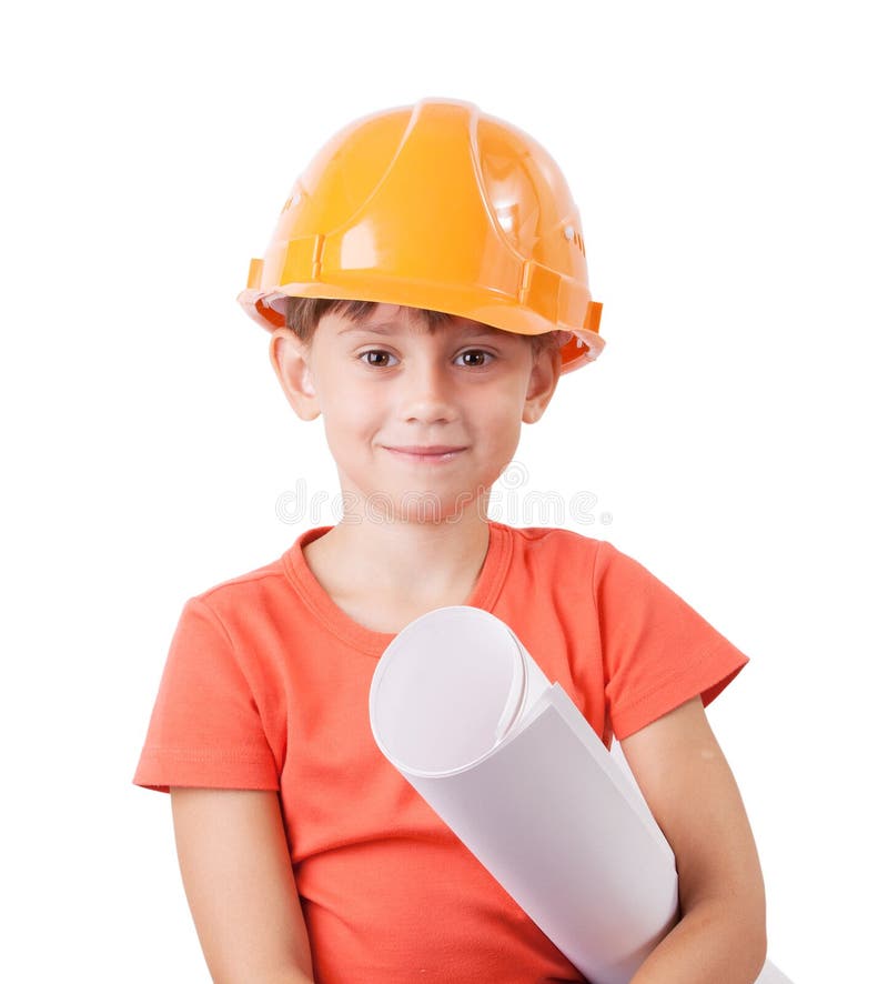 Man in a Construction Helmet Stock Image Image of builder, beard