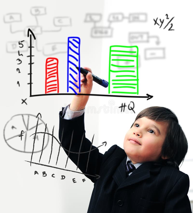 Child drawing a diagram on digital royalty free stock photos