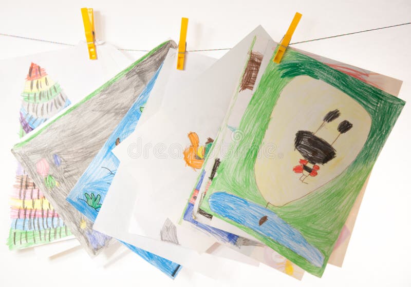 Child drawings stock photo. Image of paint, education 137114572