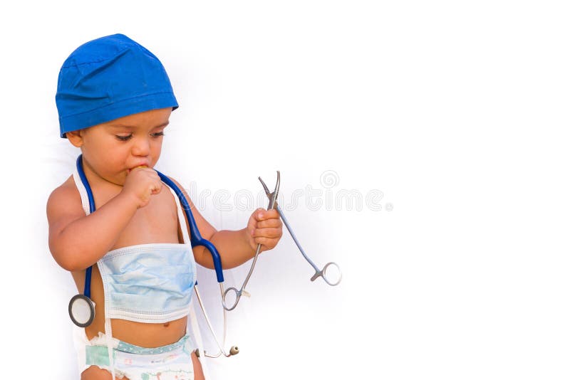 Child Dressed As a Doctor. Doctorsurgeon Costume Stock Photo Image