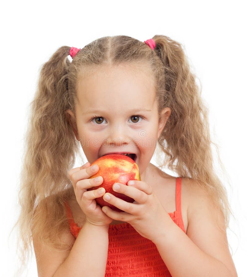 Child Eating Healthy Food Apples Stock Photo Image of people, girl