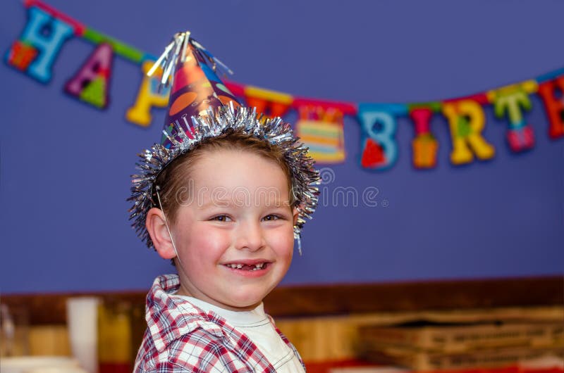 Child enjoying his birthday party with copy space. Portrait of child enjoying his birthday party with copy space stock photography Child enjoying his birthday party with copy space. Portrait of child enjoying his birthday party with copy space stock photography