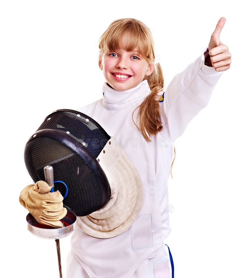 Child in Fencing Costume Holding Epee . Stock Image Image of thumb