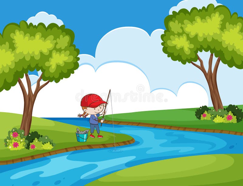 Download Fishing scene stock vector. Illustration of landscape - 15707256
