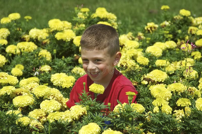 Child in Flower Bed