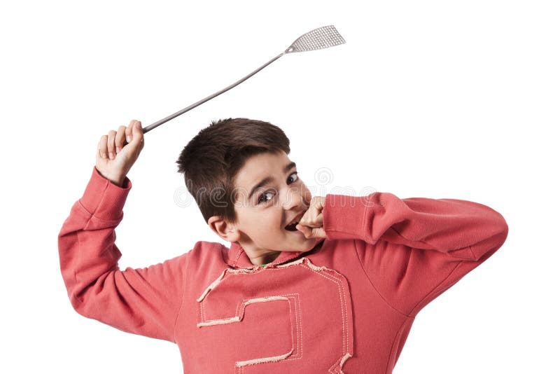 Child with fly swatter stock photo. Image of insects 52707780