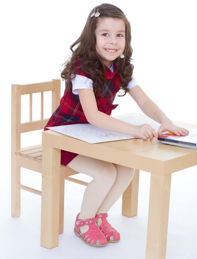 Child Girl Drawing With Colourful Pencils Stock Image - Image of crayon