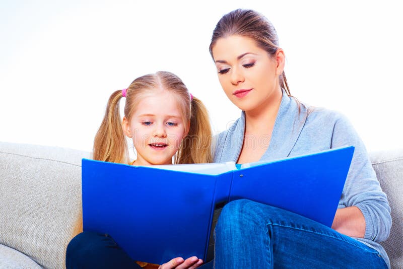 Child girl reading book stock photography