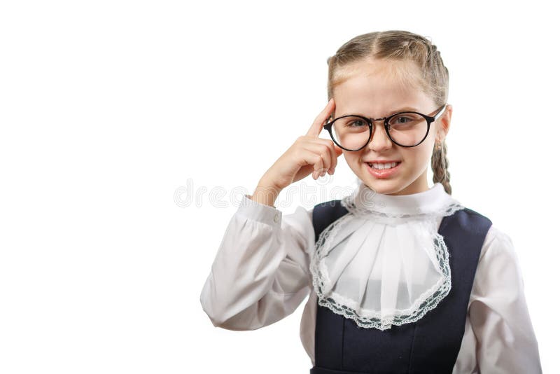 School Girl In Glasses Showing Middle Finger An Insulting Gesture A