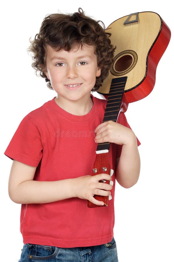 Cute Little Boy Playing Ukulele Guitar Stock Image Image of music