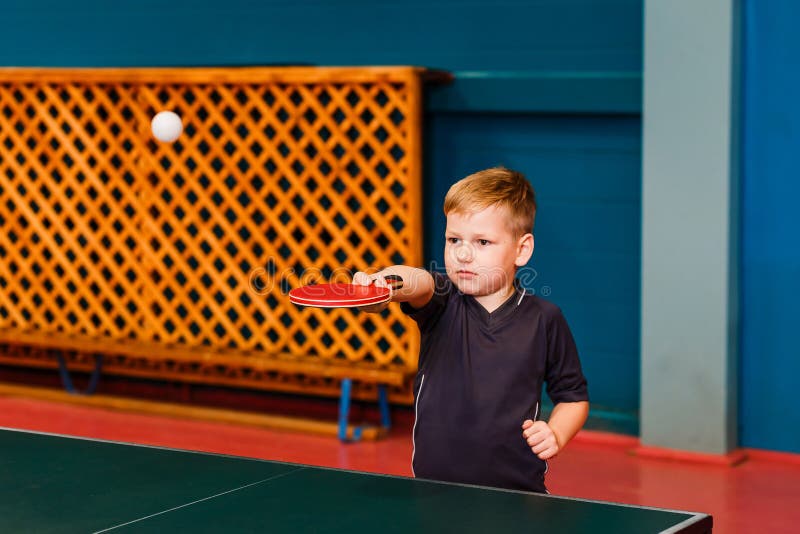A Child in the Gym Playing Table Tennis Stock Photo Image of pong