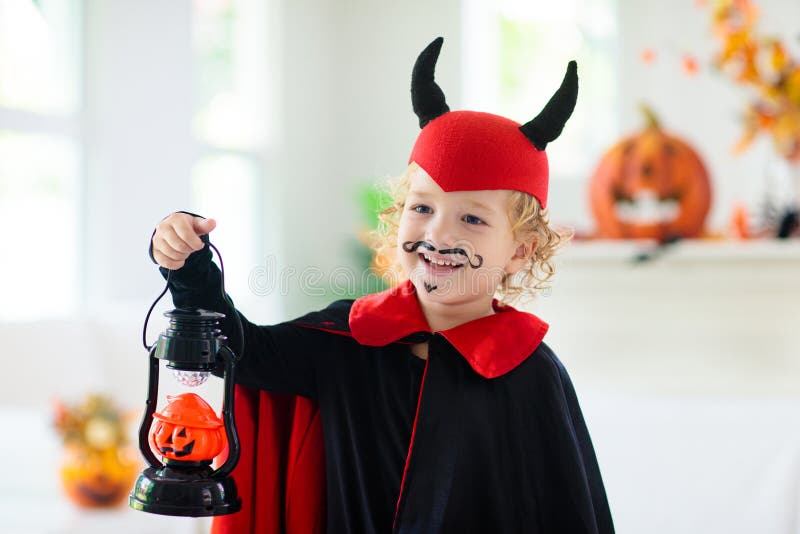 Child In Halloween Costume Kids Trick Or Treat Stock Photo Image Of