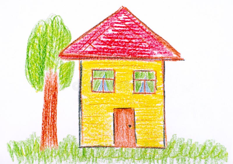 2,676 Crayon Drawing House Stock Photos Free & RoyaltyFree Stock